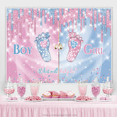 Junge Oder Mädchen Blau Rosa Funkeln Fuß Babydusche Hintergrund